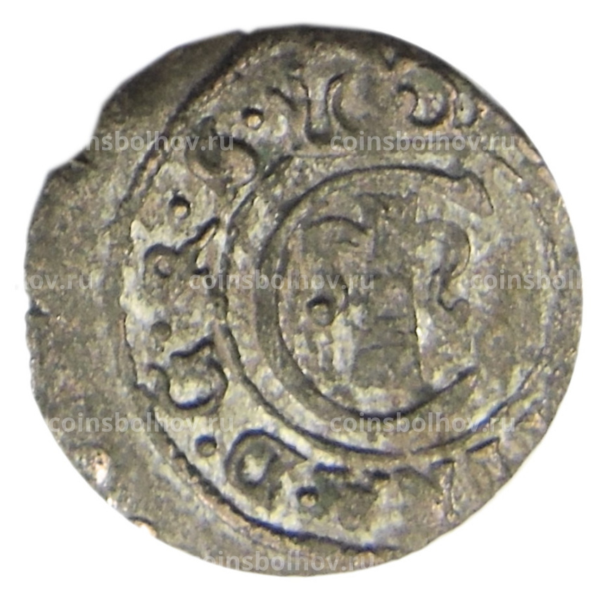 Монета Солид 1634-1654 года Шведская оккупация Риги — королева Кристина