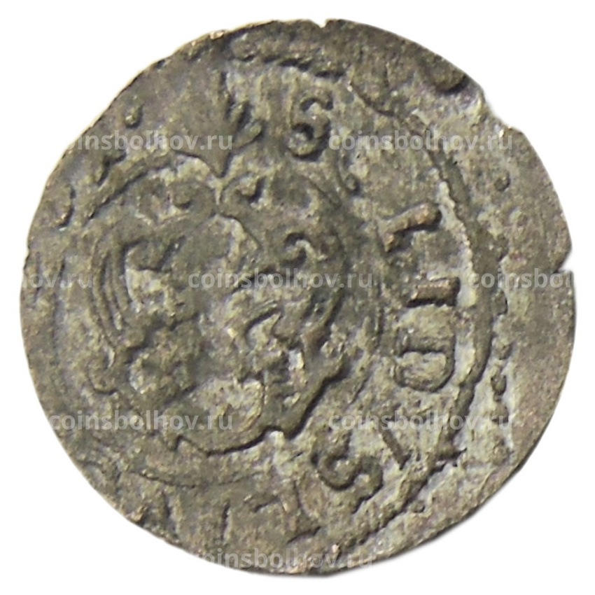 Монета Солид 1634-1654 года Шведская оккупация Риги — королева Кристина (вид 2)
