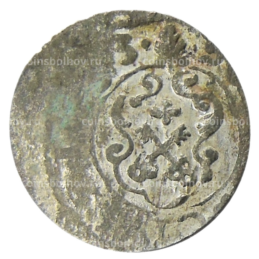 Монета Солид 1634-1654 года Шведская оккупация Риги — королева Кристина (вид 2)