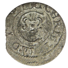 Монета Солид 1634-1654 года Шведская оккупация Риги — королева Кристина (аверс)