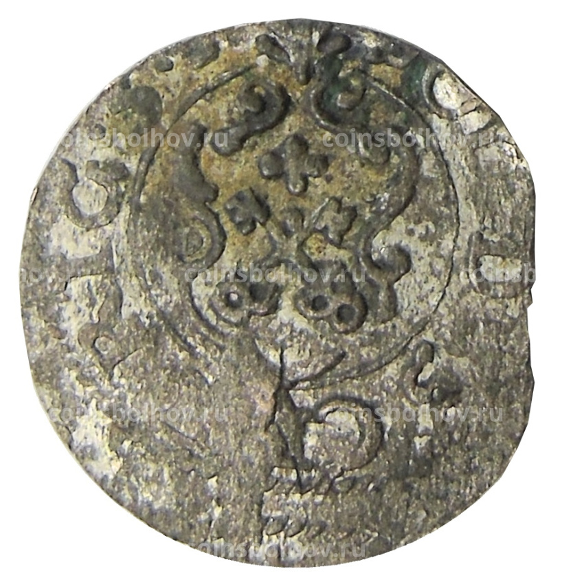 Монета Солид 1634-1654 года Шведская оккупация Риги — королева Кристина (вид 2)