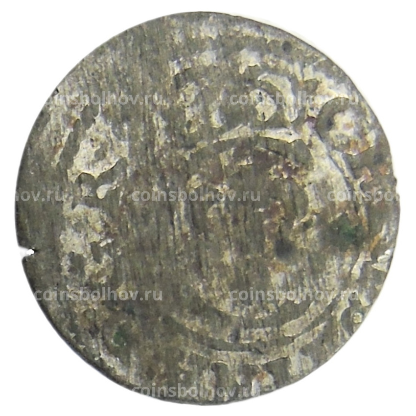 Монета Солид 1653 года Шведская оккупация Риги — королева Кристина