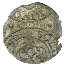 Монета Солид 1652 года Шведская оккупация Риги — королева Кристина (реверс)