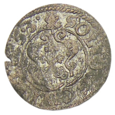 Монета Солид 1634-1654 года Шведская оккупация Риги — Королева Кристина (реверс)