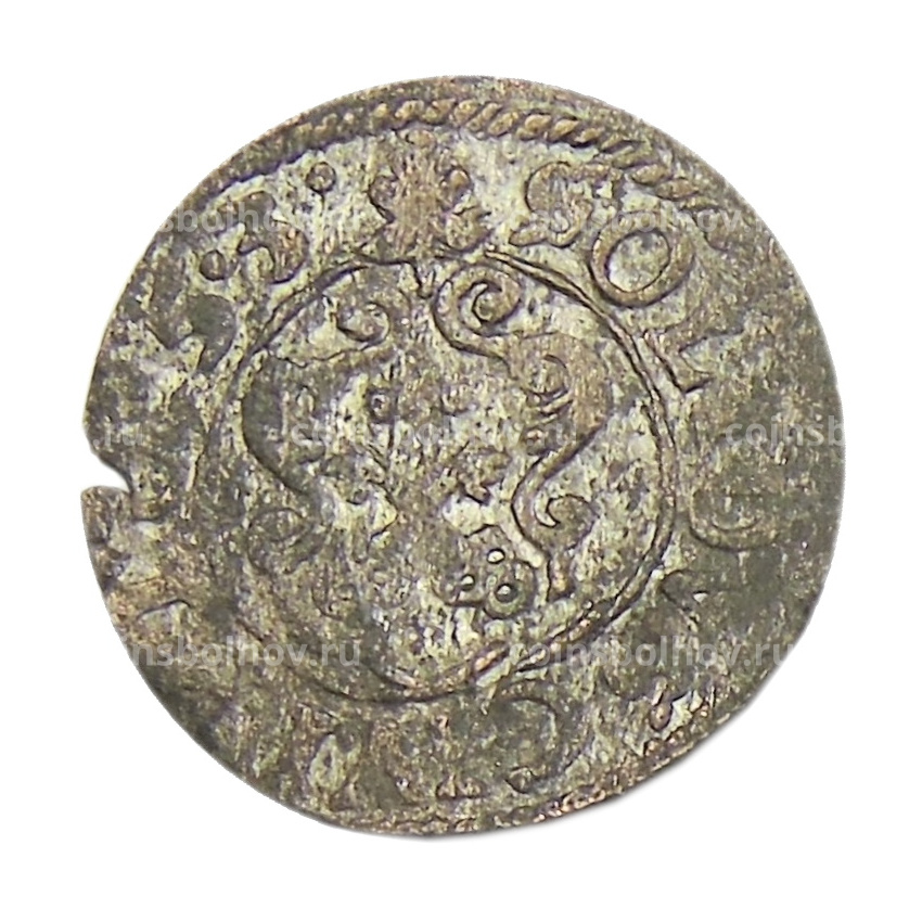 Монета Солид 1634-1654 года Шведская оккупация Риги — Королева Кристина (вид 2)