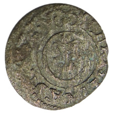 Монета Солид 1634-1654 года Шведская оккупация Риги — Королева Кристина (аверс)