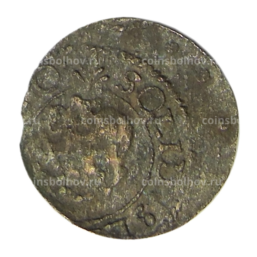 Монета Солид 1634-1654 года Шведская оккупация Риги — Королева Кристина (вид 2)