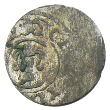 Монета Солид 1653 года Шведская оккупация Риги — Королева Кристина (аверс)