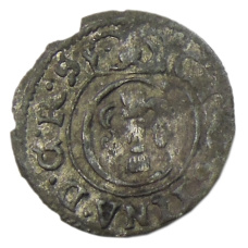 Монета Солид 1634-1654 года Шведская оккупация Риги — Королева Кристина (аверс)