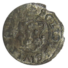 Монета Солид 1634-1654 года Шведская оккупация Риги — Королева Кристина (реверс)