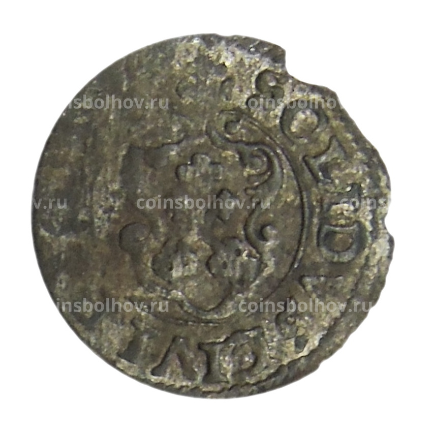 Монета Солид 1634-1654 года Шведская оккупация Риги — Королева Кристина (вид 2)