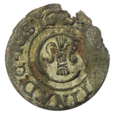 Монета Солид 1634-1654 года Шведская оккупация Риги — Королева Кристина (аверс)