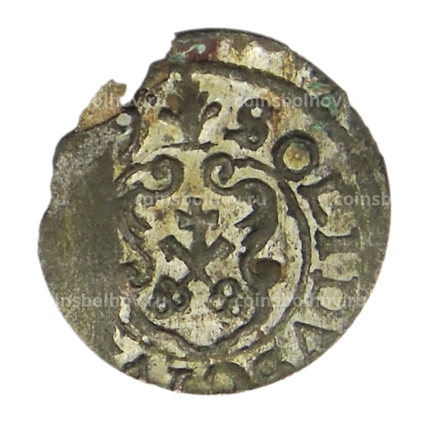 Монета Солид 1634-1654 года Шведская оккупация Риги — Королева Кристина (вид 2)