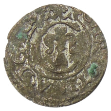 Монета Солид 1634-1654 года Шведская оккупация Риги — Королева Кристина (аверс)