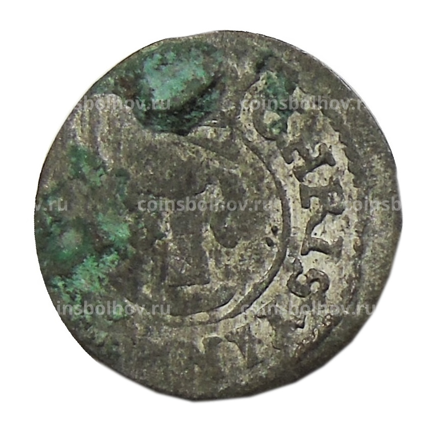 Монета Солид 1653 года Шведская оккупация Риги — Королева Кристина