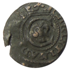 Монета Солид 1634-1654 года Шведская оккупация Риги — Королева Кристина (аверс)