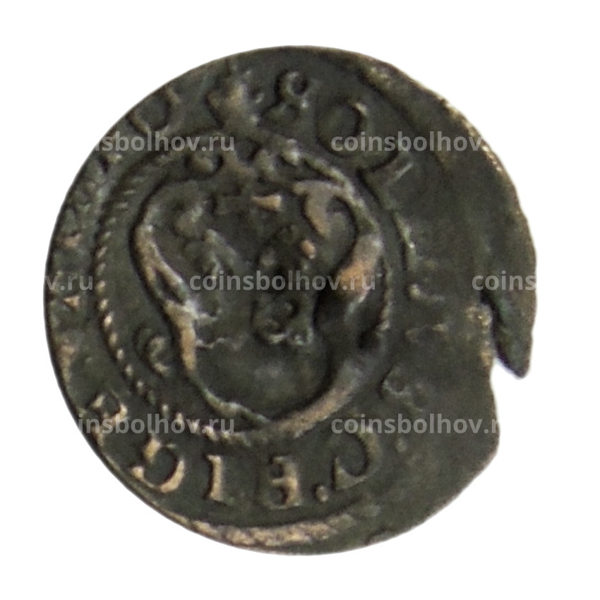 Монета Солид 1634-1654 года Шведская оккупация Риги — Королева Кристина (вид 2)