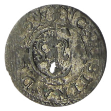 Монета Солид 1652 года Шведская оккупация Риги — Королева Кристина (аверс)