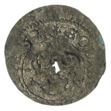 Монета Солид 1652 года Шведская оккупация Риги — Королева Кристина (реверс)