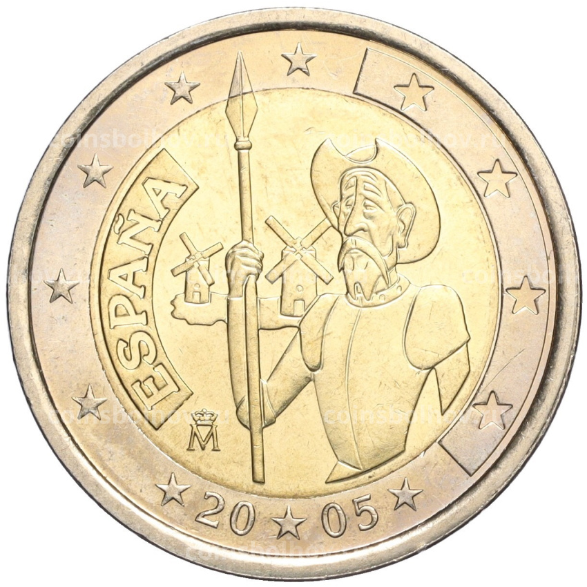 Монета 2 евро 2005 года Испания «400 лет изданию романа Дон-Кихот Мигеля Сервантеса»