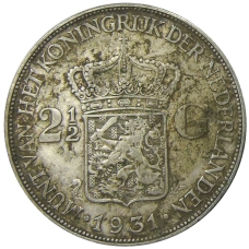 Монета 2 1/2  гульдена 1931 года Нидерланды (аверс)