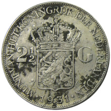 Монета 2 1/2  гульдена 1931 года Нидерланды (аверс)