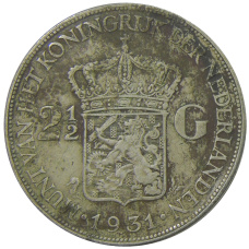 Монета 2 1/2  гульдена 1931 года Нидерланды (аверс)
