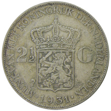 Монета 2 1/2  гульдена 1931 года Нидерланды (аверс)