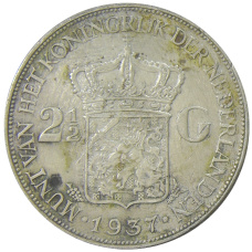 Монета 2 1/2  гульдена 1937 года Нидерланды (аверс)