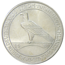 Монета 5 рейхсмарок 1930 года A Германия «Освобождение Рейнланда» (аверс)
