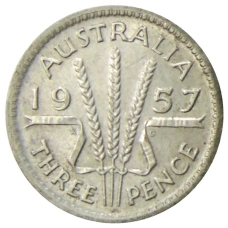 Монета 3 пенса 1957 года Австралия (аверс)