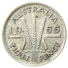 Монета 3 пенса 1955 года Австралия (аверс)