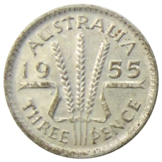 Монета 3 пенса 1955 года Австралия (аверс)