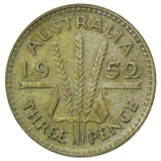 Монета 3 пенса 1952 года Австралия (аверс)