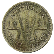 Монета 3 пенса 1951 года Австралия (аверс)