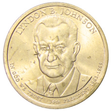 Монета 1 доллар 2015 года P Линдон Джонсон 36-й президент США (аверс)