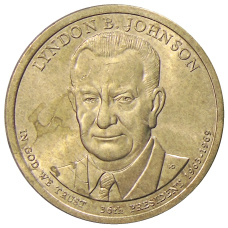 Монета 1 доллар 2015 года P Линдон Джонсон 36-й президент США (аверс)