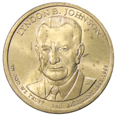 Монета 1 доллар 2015 года P Линдон Джонсон 36-й президент США (аверс)
