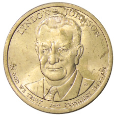 Монета 1 доллар 2015 года P Линдон Джонсон 36-й президент США (аверс)