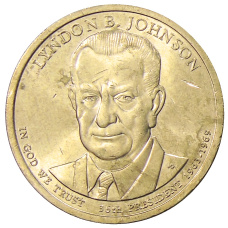 Монета 1 доллар 2015 года P Линдон Джонсон 36-й президент США (аверс)