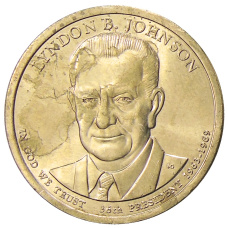 Монета 1 доллар 2015 года P Линдон Джонсон 36-й президент США (аверс)