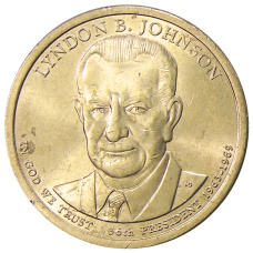 Монета 1 доллар 2015 года P Линдон Джонсон 36-й президент США (аверс)