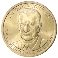 Монета 1 доллар 2015 года P Линдон Джонсон 36-й президент США (аверс)