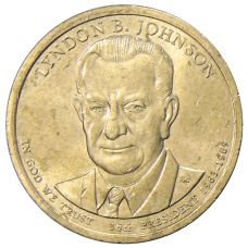 Монета 1 доллар 2015 года P Линдон Джонсон 36-й президент США (аверс)