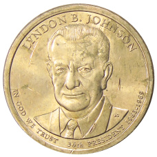 Монета 1 доллар 2015 года P Линдон Джонсон 36-й президент США (аверс)