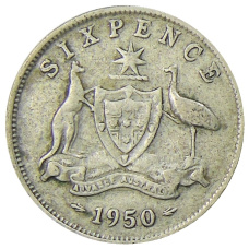 Монета 6 пенсов 1950 года Австралия (аверс)