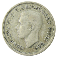 Монета 6 пенсов 1950 года Австралия (реверс)