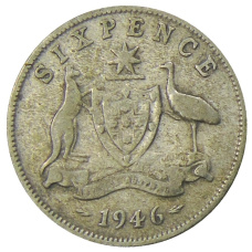 Монета 6 пенсов 1946 года Австралия (аверс)