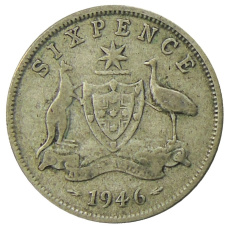 Монета 6 пенсов 1946 года Австралия (аверс)
