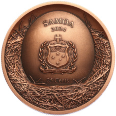 Монета 25 центов 2024 года Самоа «Филин» (реверс)